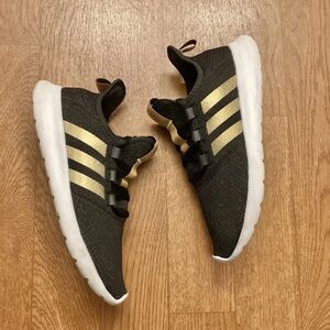Adidas Black and Gold Sneakers Breathable Mesh Design
